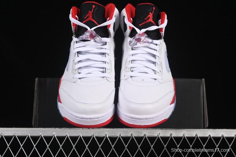 Nike Air Jordan 5 Retro Basketball Shoes Fire Red Black Tongue - HQ7978-101