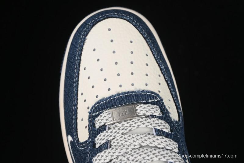 Nike Air Force 1'07 Low LV Collaboration Dark Blue Checkerboard Casual Sneakers - XS1958-551