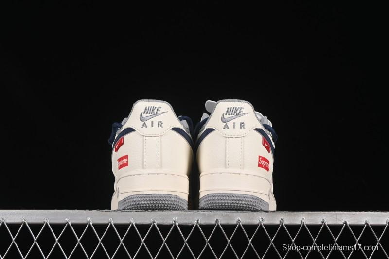 Nike Air Force 1 '07 Low Supreme Collaboration Two-Tone Blue Grey Lace-Up Casual Sneakers - DM6868-068