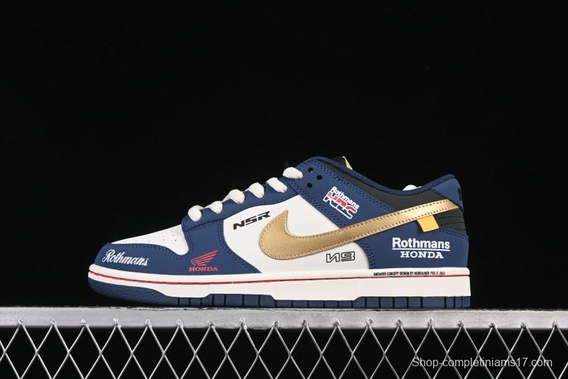 Nike SB Dunk Low Retro White Blue Anniversary Custom Low-Top Casual Skate Shoes - MU0232-365