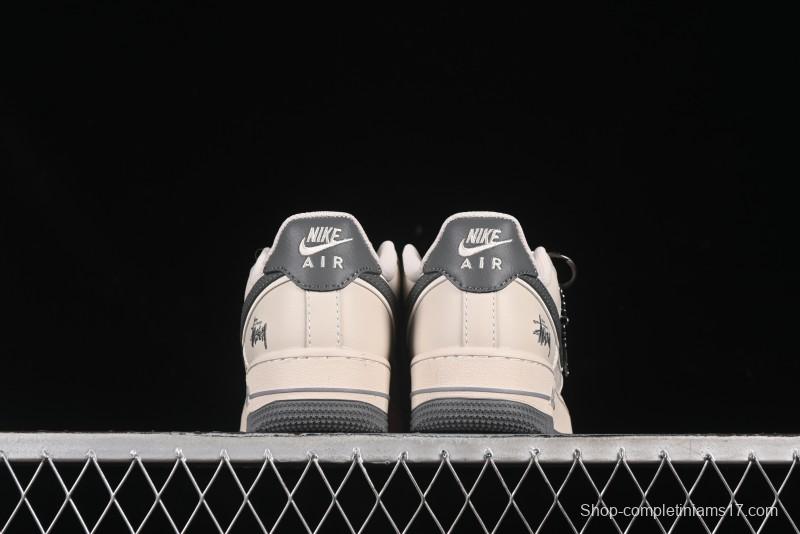 Nike Air Force 1 '07 Low Stussy Collaboration Pig Grey Swoosh Grey Sole Casual Sneakers - XX3168-126