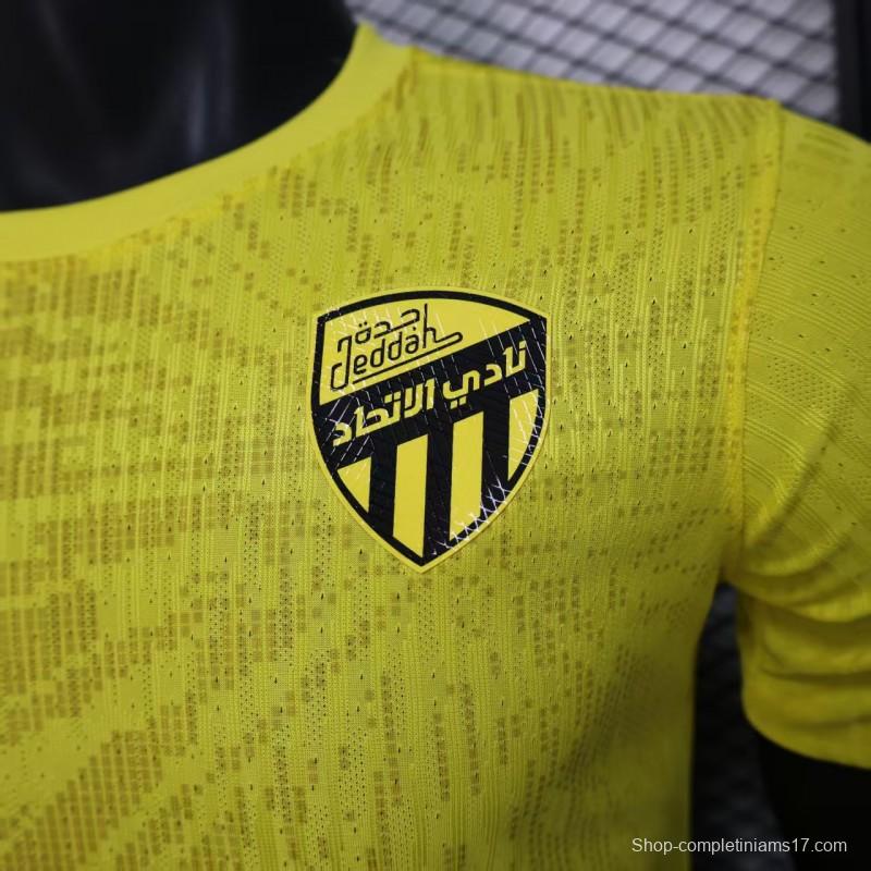 Player Version 25/26 Al-Ittihad Jeddah Yellow with Vertical Stripe Pattern Jersey