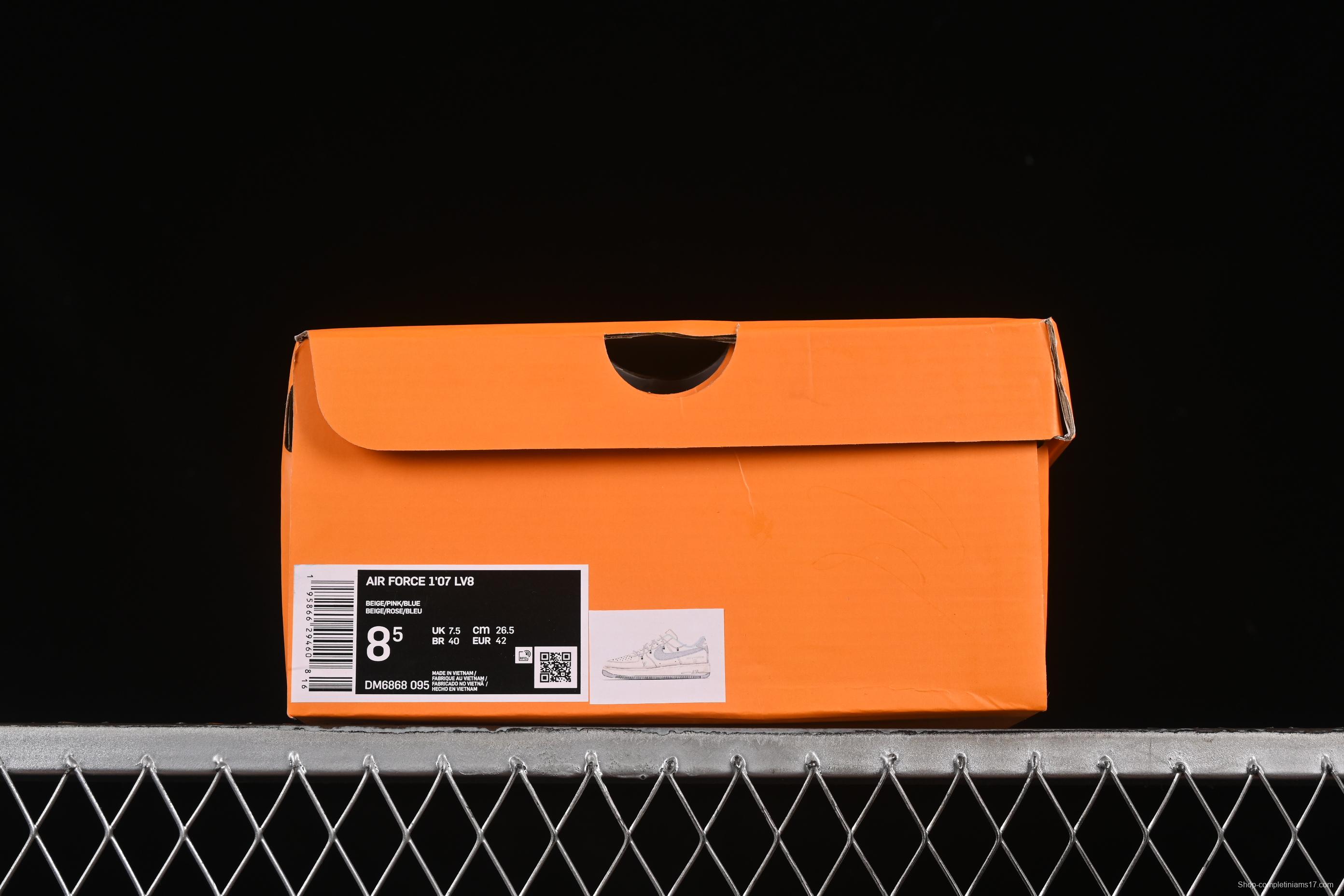 Nike Air Force 1'07 Low LV Collaboration Casual Sneakers with Full-Length Air Cushion - DM6868-095