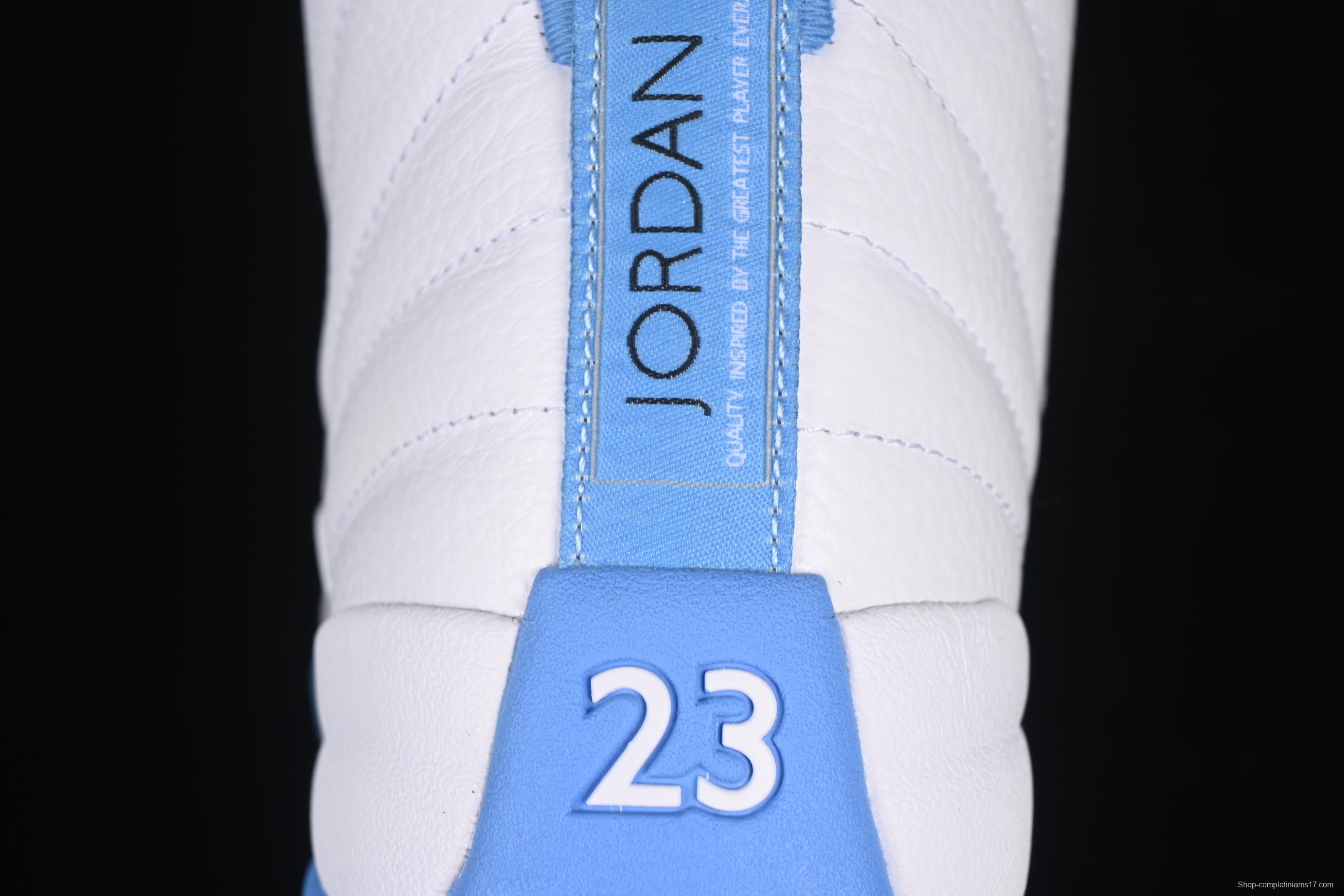 Nike Air Jordan 12 Retro Basketball Shoes in White University Blue - CT8013-112