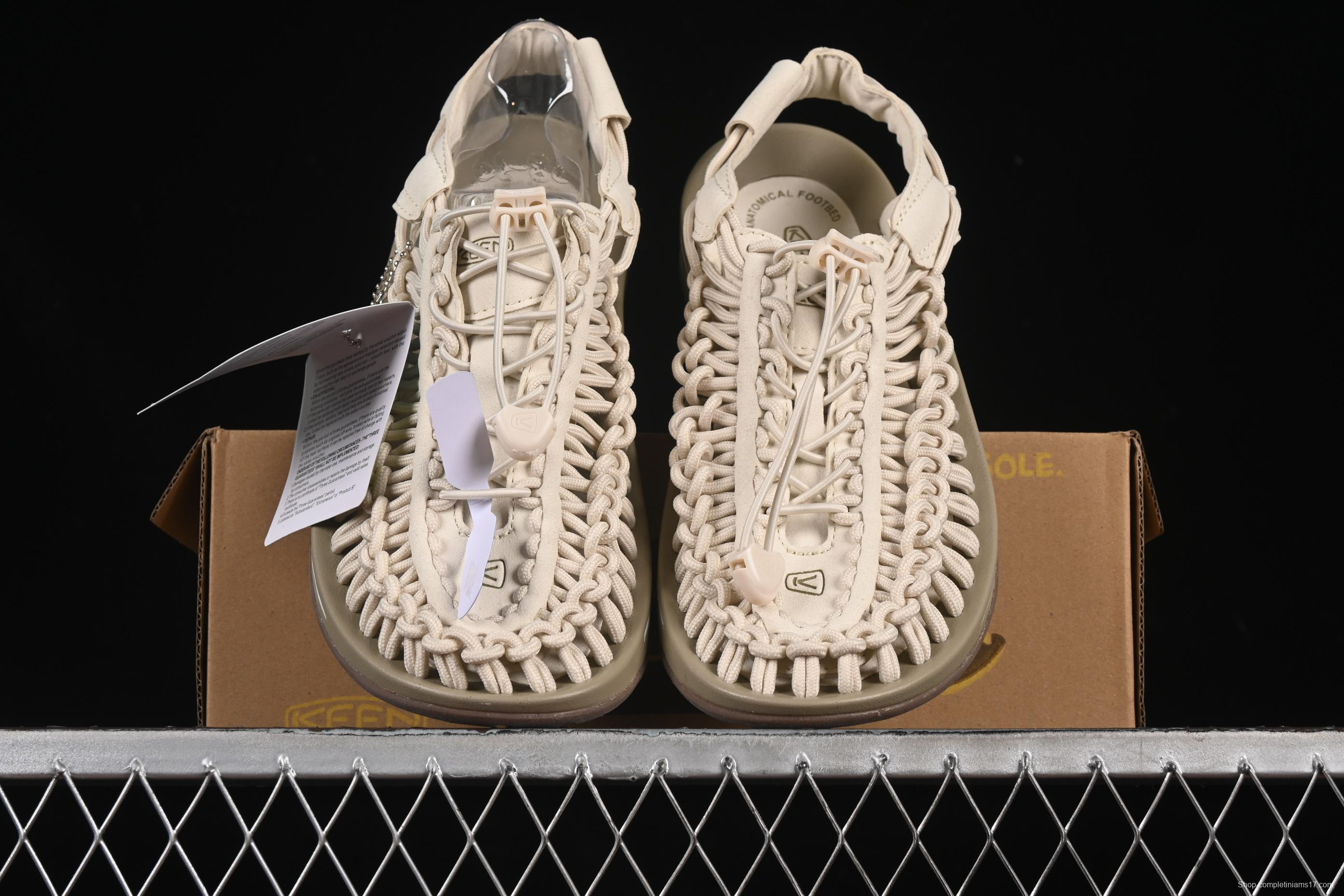 Keen Uneek Flat-M Woven Stretch Outdoor Water Sports Sandals - 1025169 WHITE CAP