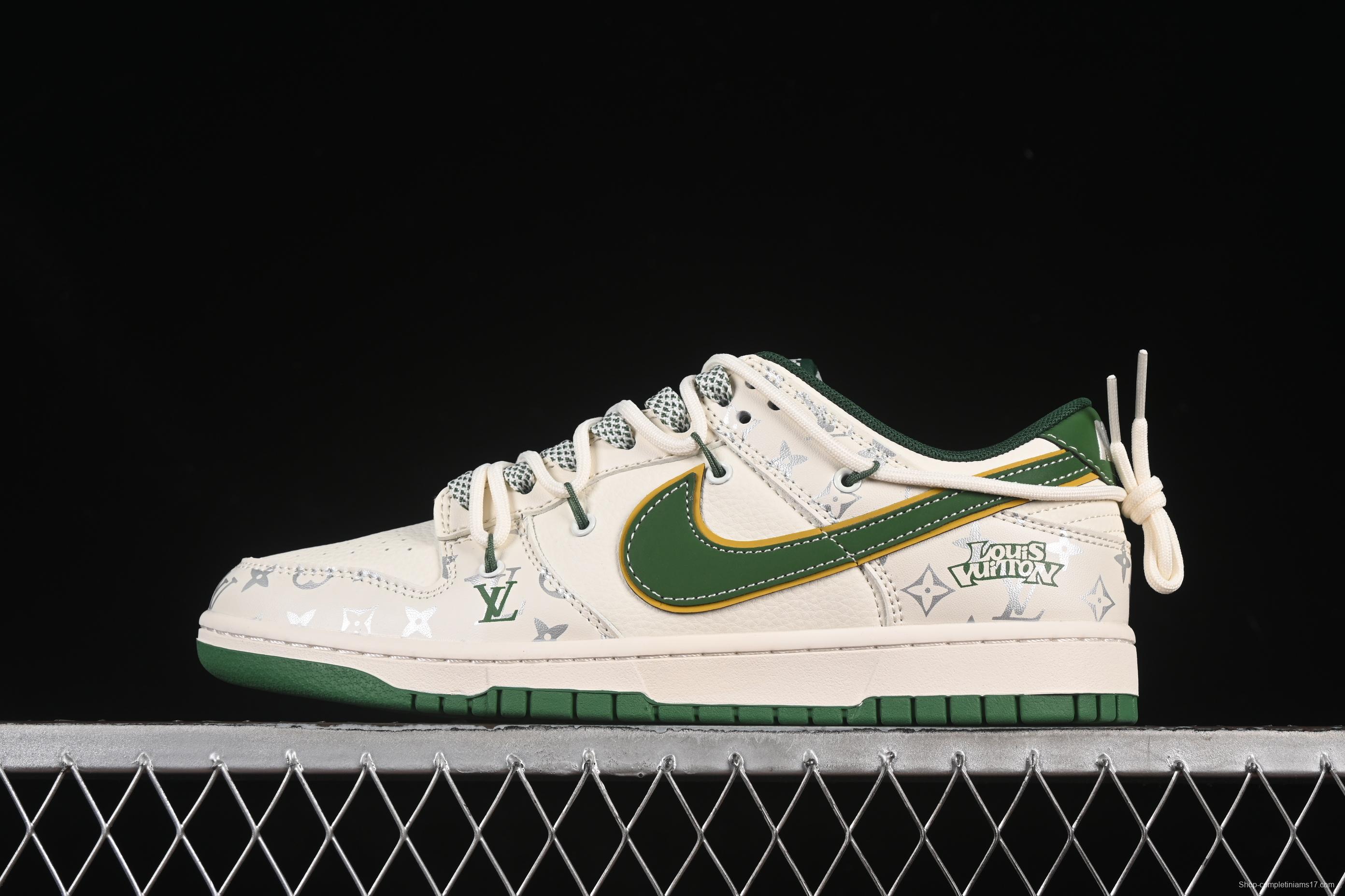 Nike SB Dunk Low LV Collaboration Strap Green Swoosh Anniversary Custom Low-Top Casual Skate Shoes - DM6868-103