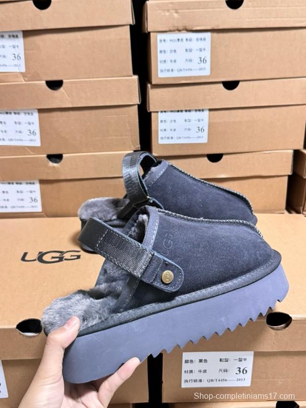 2024 Women UGG Grey Suede Slip-On Slippers MJ00170