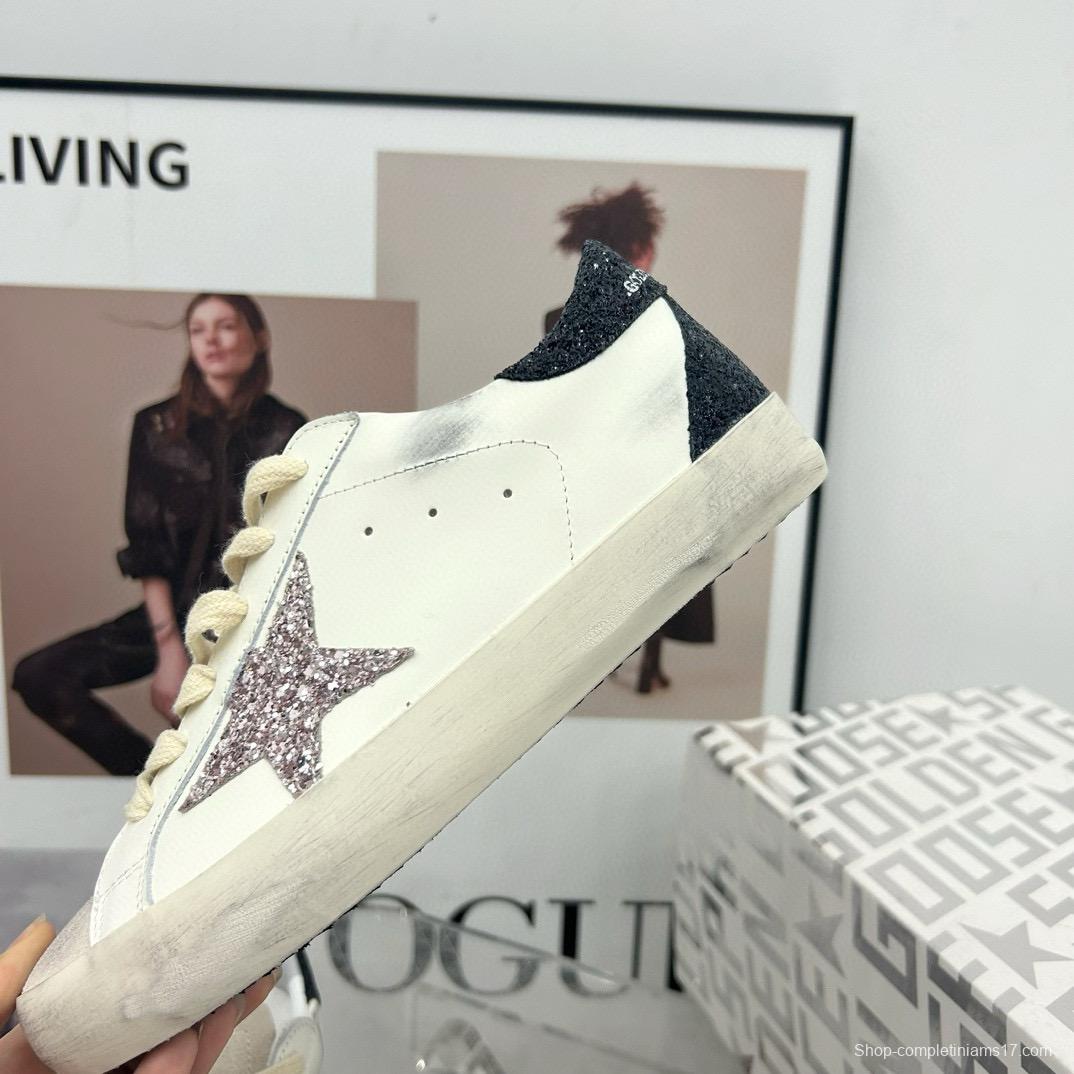 2025 Women GGDB White Black Glitter Leather Sneaker