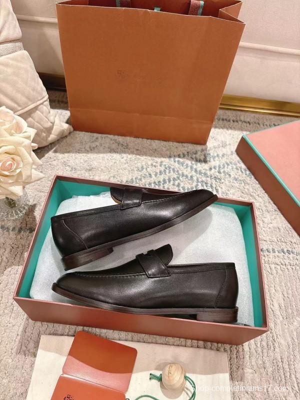 2025 Women Le Parmentier Black Leather Loafers LY00340