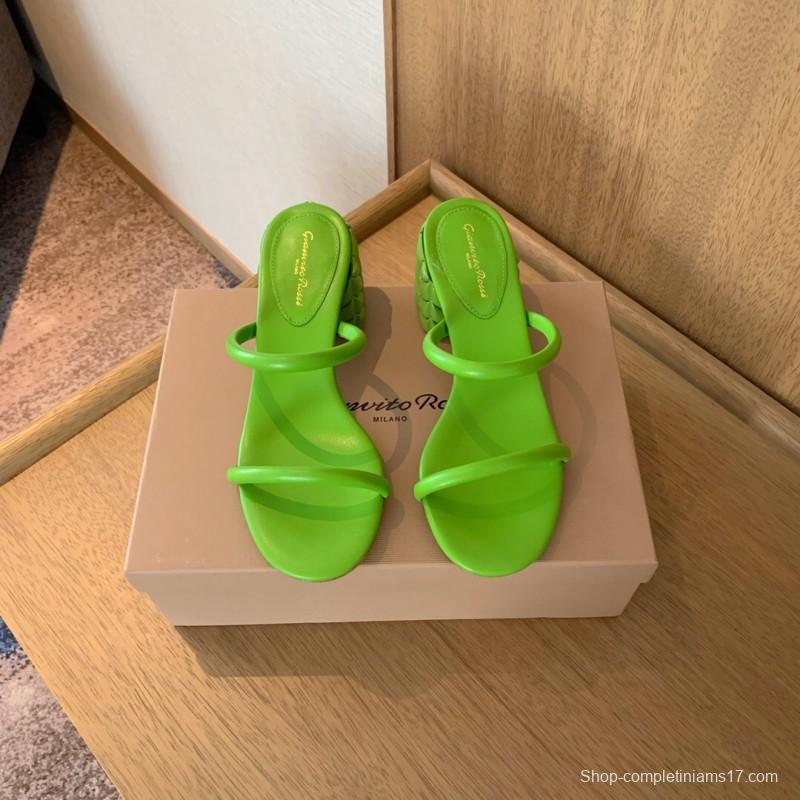 2025 Women Gianvito Rossi Green Leather Slippers