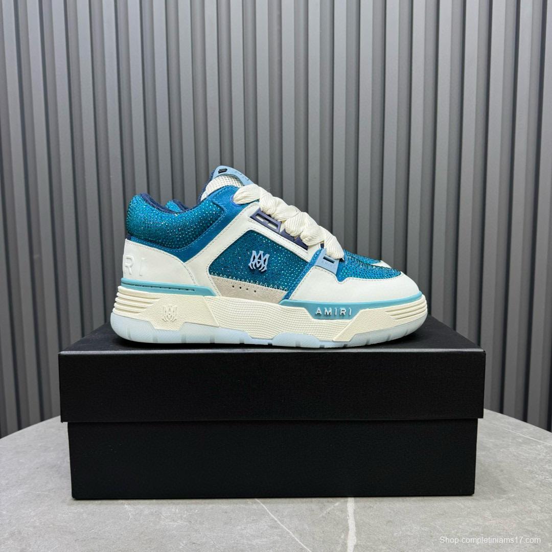 2024 Unisex Amiri Blue White Leather Mesh Sneakers MJ00410