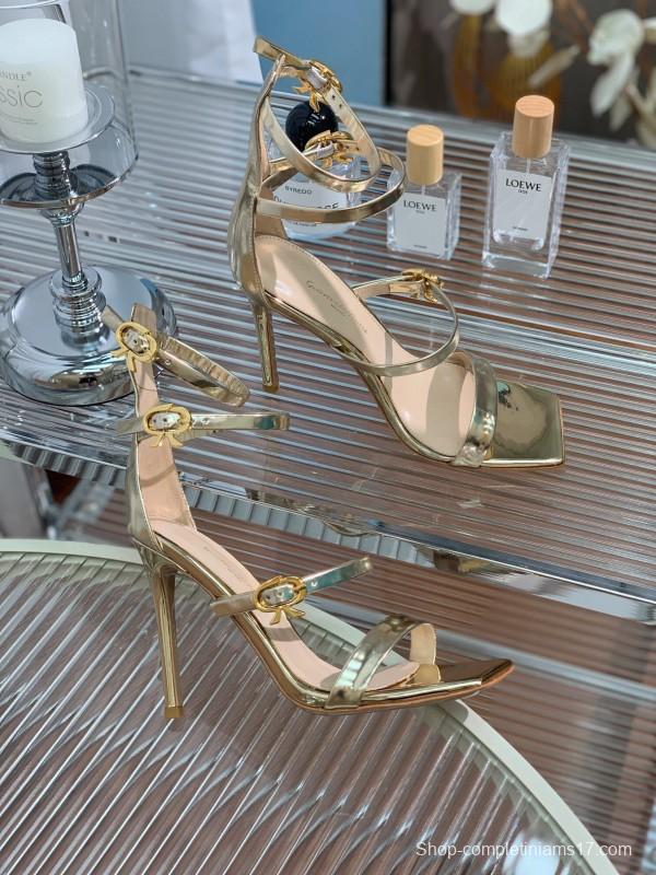 2025 Women Gianvito Rossi Gold Leather High Heel Sandals