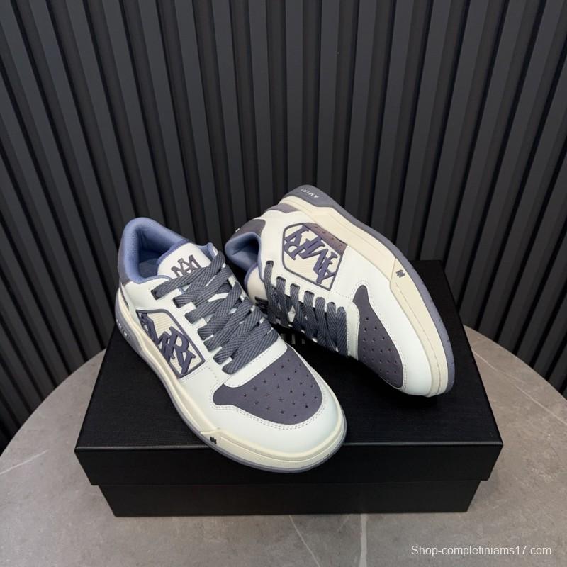 2025 Unisex Amiri White Grey Leather Sneakers MJ00360