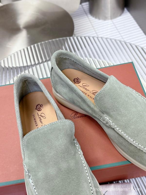 2025 Men LP Light Green Suede Loafers LY00260