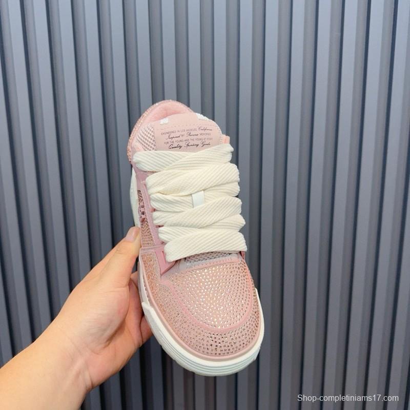 2024 Women Amiri pink mesh leather sneakers MJ00410