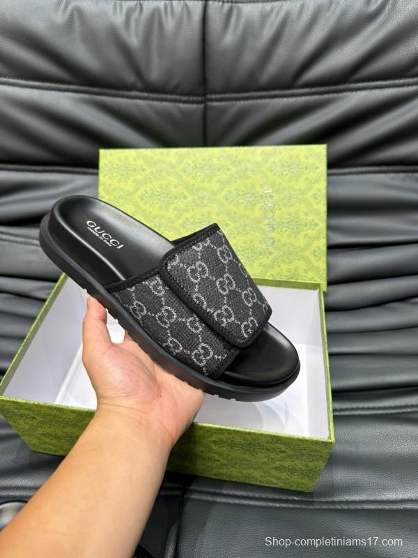 2024 Slippers Gucci Black Fabric Slippers MJ00200