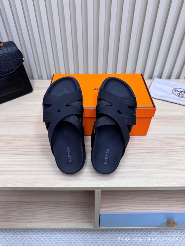 2025 Men HERMÈS Brown Leather Sandals
