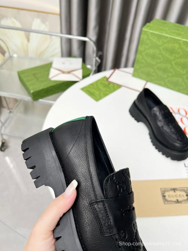 2024 Women Gucci Black Leather Loafers MJ00320