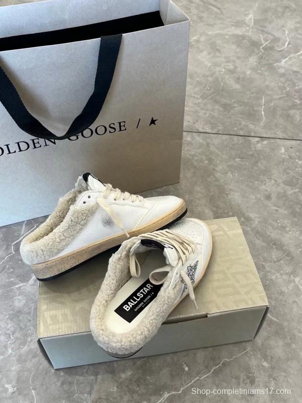 2024 GGDB white silver leather shearling sneakers MJ00280