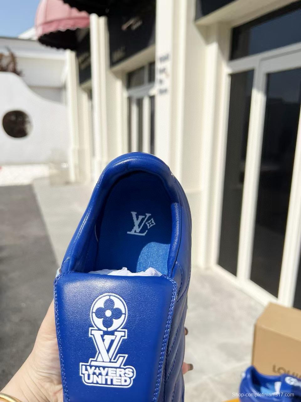 2025 Unisex Louis Vuitton Blue Leather Sneakers MJ00380(F/M)