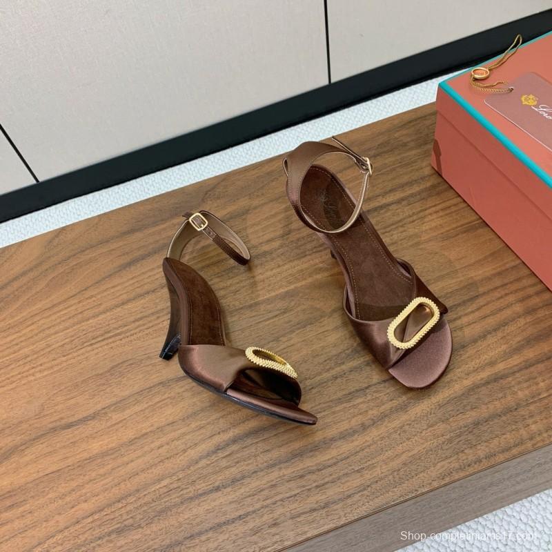 2025 Women Le Parmentier Brown Leather Sandals KFY00280