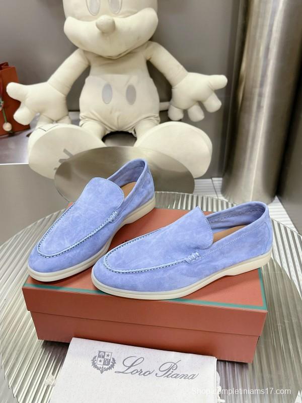 2024 Unisex LP Light Blue Suede Loafers MJ00270