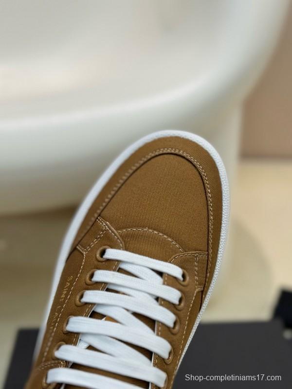 2024 Unisex Yves Saint Laurent Brown Canvas Leather Casual Sneakers