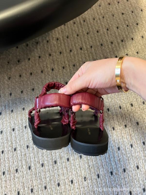 2025 Women The Row Burgundy Leather Sandals