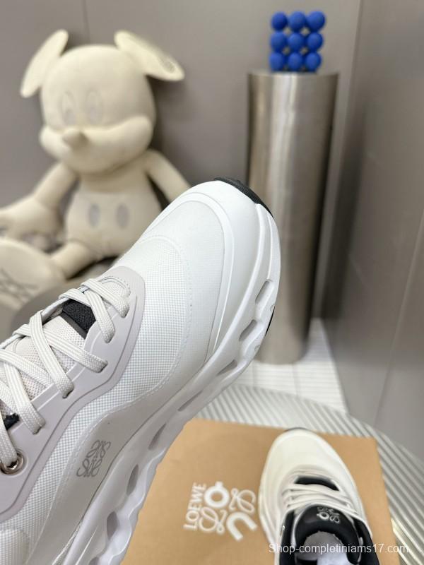 2025 Women Loewe White Black Leather Sneakers