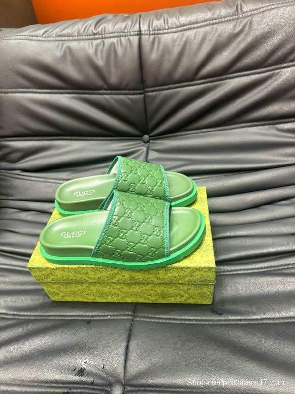 2024 Unisex Gucci Green Leather Mules MJ00200