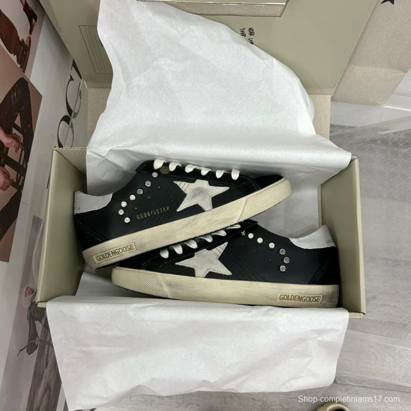 2025 Women GGDB Black White Leather Suede Star Sneakers