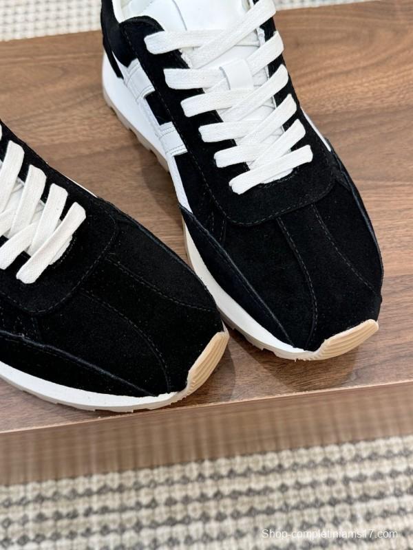 2025 Unisex HOGAN Black White Suede Leather Sneakers