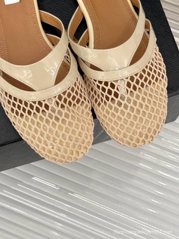2025 Slippers AlAIA Beige Leather Mesh Slip-on KFY00260