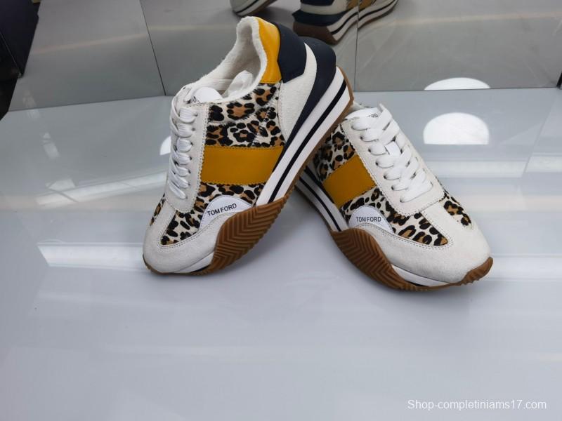 2025 Unisex TOM FORD Yellow Black White Leather Suede Leopard Print Sneakers LY00360(F)/LY00370(M)