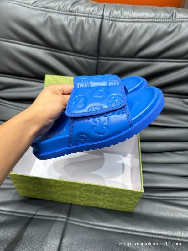 2024 Slippers Gucci Blue Leather Slippers MJ00200