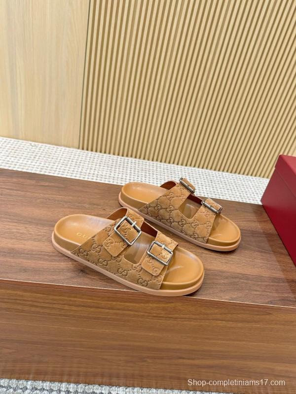 2025 Women Gucci Beige Leather Sandals LY00260