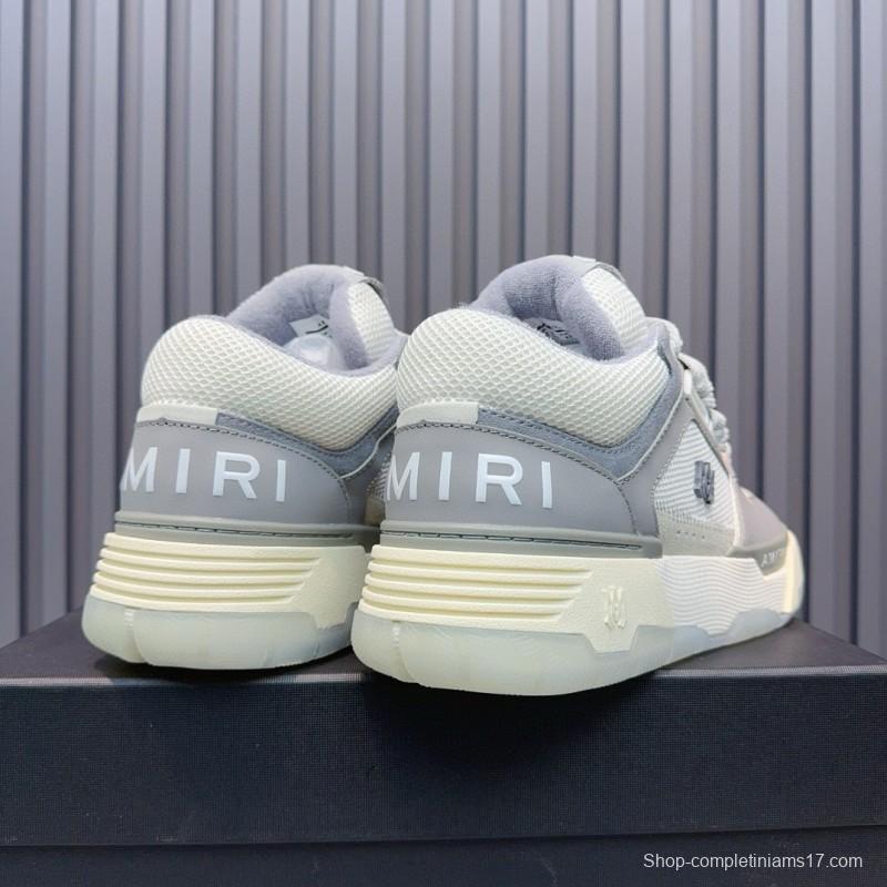 2024 Unisex Amiri Grey White Leather Suede Sneakers MJ00360