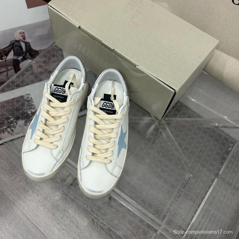 2025 Women GGDB White Light Blue Leather Suede Sneakers