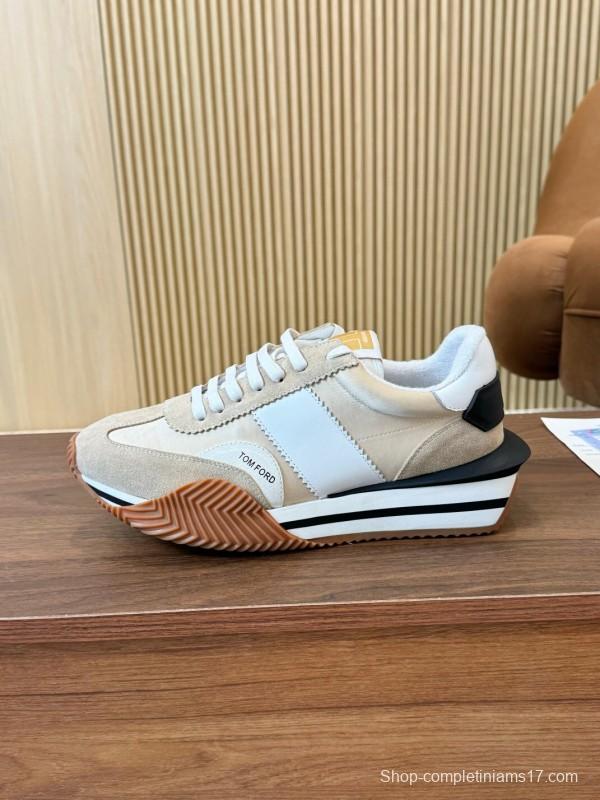 2025 Unisex TOM FORD Beige White Black Suede Leather Sneakers LY00360(F)/LY00370(M)