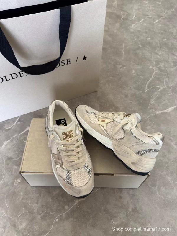 2024 Women GGDB Beige White Suede Mesh Sneakers