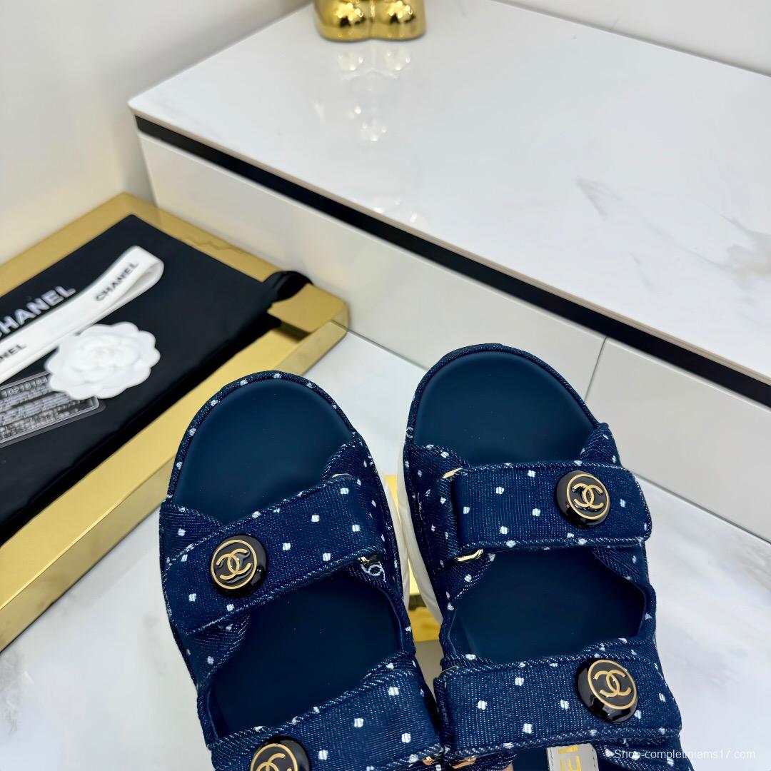 2025 Women Chanel Navy Denim Sandal Sneakers LY00330