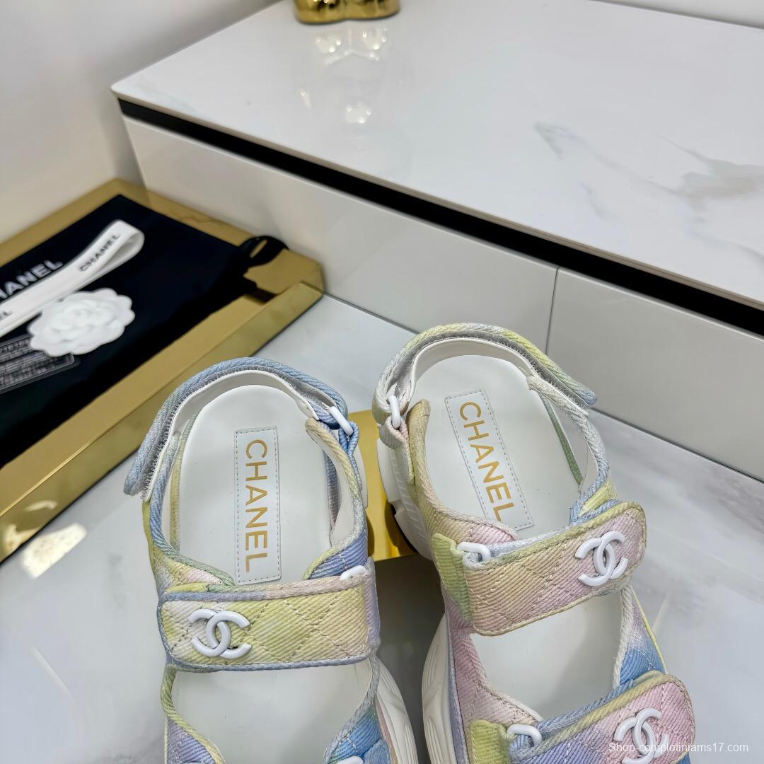 2025 Slippers Chanel Pastel Yellow Blue Pink Textile Slippers