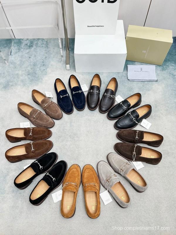 2024 Men Brunello Cucinelli Brown Suede Leather Loafers MJ00480