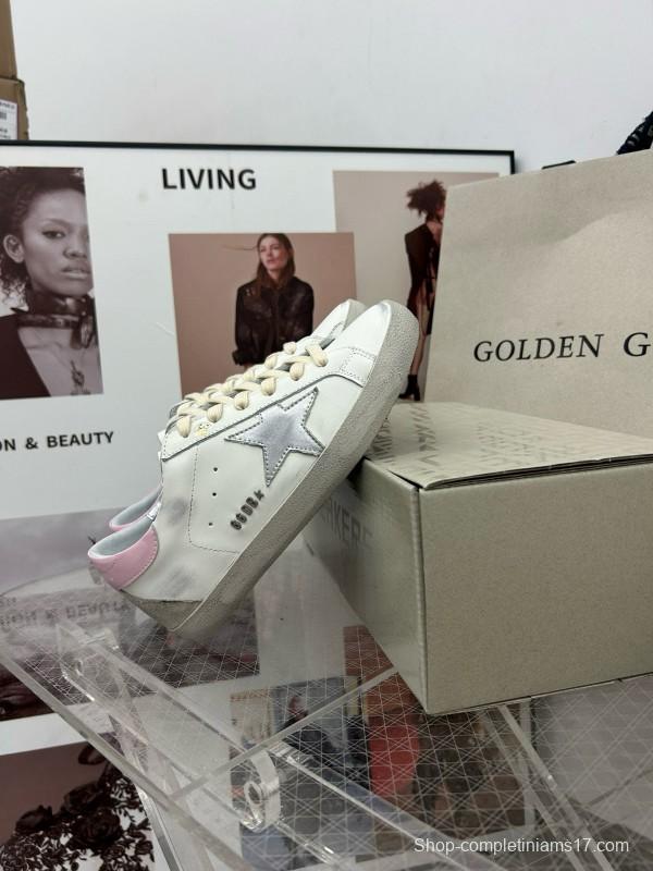 2025 Women GGDB White Pink Cowhide Leather Sneakers