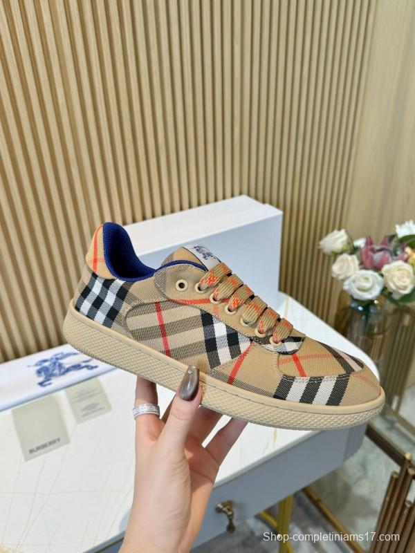 2024 Unisex Burberry Beige Black Red Cotton TPU Sneakers MJ00320