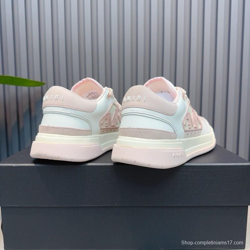 2025 Unisex Amiri White Pink Leather Sneakers MJ00360