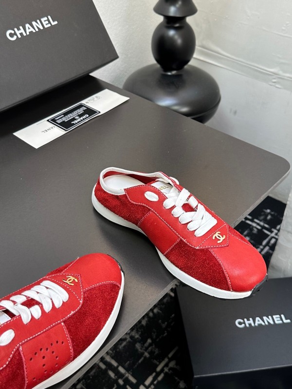 2025 Women Chanel Red Leather Casual Sneakers Fashion Craft LY00360(F)