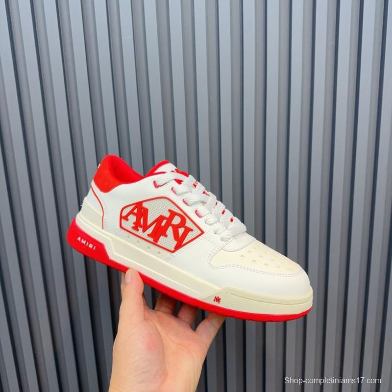 2025 Unisex Amiri White Red Leather Sneakers MJ00360