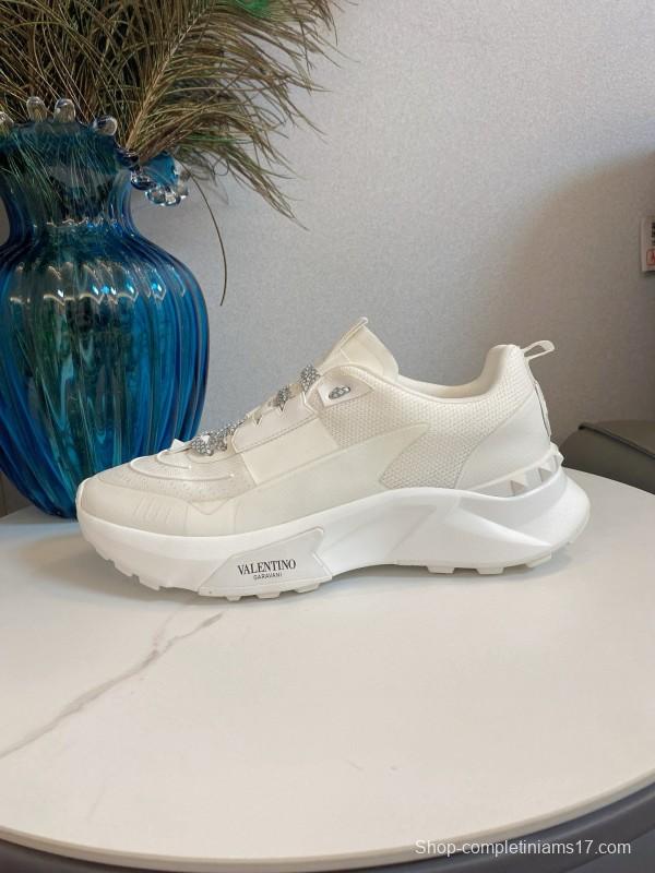 2024 Unisex Valentino White Leather Sneakers MJ00340