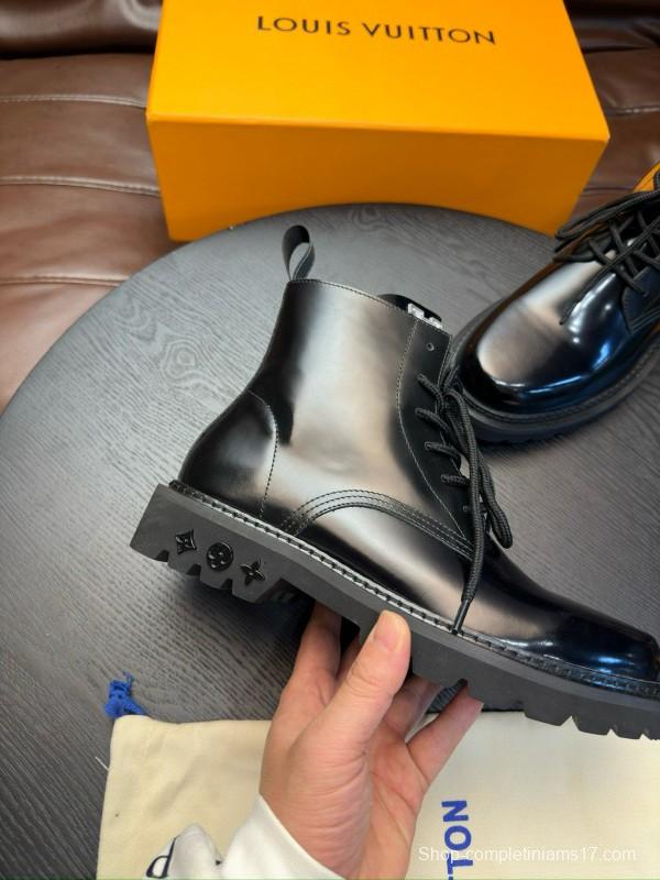 2024 Men Louis Vuitton Black Calf Leather High-top Casual Shoes MJ00440